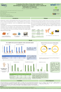 Poster ECM 2023 Evaluation of the effects of food safety training on the microbiological load present in equipment’s, surfaces, utensils, and food manipulator`s hands in restaurants pdf.pdf