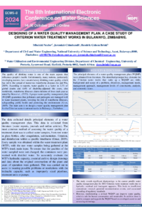 Poster for Designing a  DESIGNING OF A WATER QUALITY MANAGEMENT PLAN (WQMP). A CASE STUDY OF CRITERION WATER TREATMENT WORKS IN BULAWAYO by Mbuluki Ncube, Jeremiah Chimhundi and PROF H.G BRINK.pdf
