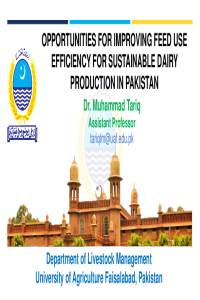 Final Presentation Dr. Muhammad Tariq OPPORTUNITIES FOR IMPROVING FEED USE EFFICIENCY FOR SUSTAINABLE DAIRY.pdf