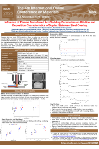 POSTER_IOCM2025_Influence of Plasma Transferred Arc Cladding Parameters on Dilution and Deposition Characteristics of Duplex Stainless Steel Overlay..pdf