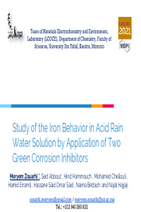 Study of the Iron Behavior in Acid Rain Water Solution by Application of Two Green Corrosion Inhibitors.pdf