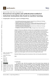 Research on industrial automation data encryption and authentication method based on machine learning.pdf