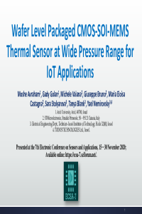 036058 ECSA-7-Wafer Level Packaged CMOS-SOI-MEMS Thermal Sensor at Wide Pressure Range for IoT Applications.pdf